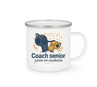 quotedazur - Mug Coach senior, junior en modestie - Tasse Cadeau Coach Homme - Blanc/Emaillé