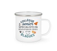quotedazur - Mug Collègue senior spécialiste en résolution de crises et en blagues - Tasse Cadeau Collègue Homme - Blanc/Emaillé