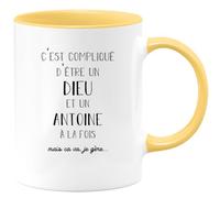 quotedazur - Mug Compliqué D'Être Un Dieu Et Un Antoine Mais Ça Va Je Gère - Cadeau Humour Prénom - Idée Cadeau Famille Saint Valentin - Tasse Prénom Antoine