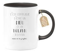 quotedazur - Mug Compliqué D'Être Un Dieu Et Un Nolann Mais Ça Va Je Gère - Cadeau Humour Prénom - Idée Cadeau Famille Saint Valentin - Tasse Prénom Nolann