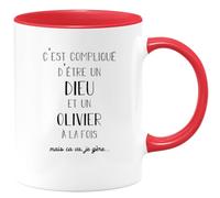 quotedazur - Mug Compliqué D'Être Un Dieu Et Un Olivier Mais Ça Va Je Gère - Cadeau Humour Prénom - Idée Cadeau Famille Saint Valentin - Tasse Prénom Olivier