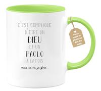 quotedazur - Mug Compliqué D'Être Un Dieu Et Un Paolo Mais Ça Va Je Gère | Cadeau Humour Prénom - Idée Cadeau Famille Saint Valentin - Tasse Prénom Paolo