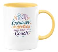 quotedazur - Mug Créateur de déclics depuis que je suis Coach - Tasse Cadeau Coach Homme - Jaune/Céramique