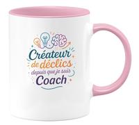 quotedazur - Mug Créateur de déclics depuis que je suis Coach - Tasse Cadeau Coach Homme - Rose/Céramique