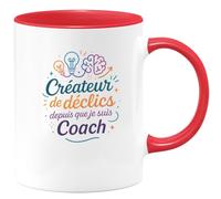 quotedazur - Mug Créateur de déclics depuis que je suis Coach - Tasse Cadeau Coach Homme - Rouge/Céramique