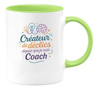 quotedazur - Mug Créateur de déclics depuis que je suis Coach - Tasse Cadeau Coach Homme - Vert/Céramique