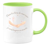 quotedazur - Mug Dans tes bras de marraine, je serai toujours en sécurité - Tasse Cadeau Baptême Demande Future Marraine Femme - Vert/Céramique