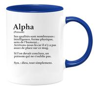 quotedazur - Mug Définition Prénom Alpha Dieu Tout Simplement - Cadeau Humour Prénom - Idée Cadeau Famille Saint Valentin - Tasse Prénom Alpha