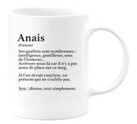 quotedazur - Mug Définition Prénom Anais Déesse Tout Simplement - Cadeau Humour Prénom - Idée Cadeau Famille Saint Valentin - Tasse Prénom Anais - Idéal Pour Noël Au Bureau