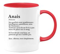 quotedazur - Mug Définition Prénom Anais Déesse Tout Simplement - Cadeau Humour Prénom - Idée Cadeau Famille Saint Valentin - Tasse Prénom Anais - Idéal Pour Noël Au Bureau
