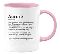 quotedazur - Mug Définition Prénom Aurore Déesse Tout Simplement - Cadeau Humour Prénom - Idée Cadeau Famille Saint Valentin - Tasse Prénom Aurore - Idéal Pour Noël Au Bureau