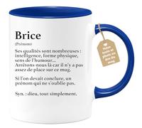 quotedazur - Mug Définition Prénom Brice Dieu Tout Simplement - Cadeau Humour Prénom - Idée Cadeau Famille Saint Valentin - Tasse Prénom Brice