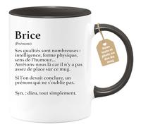 quotedazur - Mug Définition Prénom Brice Dieu Tout Simplement - Cadeau Humour Prénom - Idée Cadeau Famille Saint Valentin - Tasse Prénom Brice