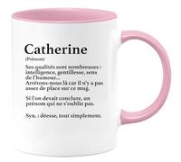 quotedazur - Mug Définition Prénom Catherine Déesse Tout Simplement - Cadeau Humour Prénom - Idée Cadeau Famille Saint Valentin - Tasse Prénom Catherine - Idéal Pour Noël Au Bureau
