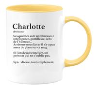 quotedazur - Mug Définition Prénom Charlotte Déesse Tout Simplement - Cadeau Humour Prénom - Idée Cadeau Famille Saint Valentin - Tasse Prénom Charlotte - Idéal Pour Noël Au Bureau