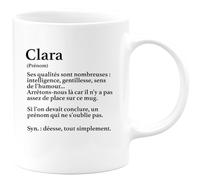 quotedazur - Mug Définition Prénom Clara Déesse Tout Simplement - Cadeau Humour Prénom - Idée Cadeau Famille Saint Valentin - Tasse Prénom Clara - Idéal Pour Noël Au Bureau