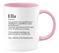 quotedazur - Mug Définition Prénom Ella Déesse Tout Simplement - Cadeau Humour Prénom - Idée Cadeau Famille Saint Valentin - Tasse Prénom Ella - Idéal Pour Noël Au Bureau