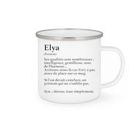 quotedazur - Mug Définition Prénom Elya Déesse Tout Simplement - Cadeau Humour Prénom - Idée Cadeau Famille Saint Valentin - Tasse Prénom Elya - Idéal Pour Noël Au Bureau - Blanc/Émaillé