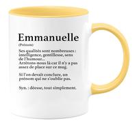 quotedazur - Mug Définition Prénom Emmanuelle Déesse Tout Simplement - Cadeau Humour Prénom - Idée Cadeau Famille Saint Valentin - Tasse Prénom Emmanuelle - Idéal Pour Noël Au Bureau