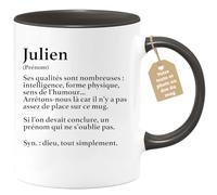 quotedazur - Mug Définition Prénom Julien Dieu Tout Simplement - Cadeau Humour Prénom - Idée Cadeau Famille Saint Valentin - Tasse Prénom Julien