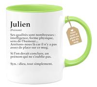 quotedazur - Mug Définition Prénom Julien Dieu Tout Simplement - Cadeau Humour Prénom - Idée Cadeau Famille Saint Valentin - Tasse Prénom Julien