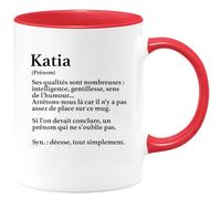 quotedazur - Mug Définition Prénom Katia Déesse Tout Simplement - Cadeau Humour Prénom - Idée Cadeau Famille Saint Valentin - Tasse Prénom Katia - Idéal Pour Noël Au Bureau