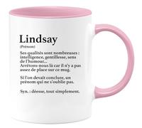 quotedazur - Mug Définition Prénom Lindsay Déesse Tout Simplement - Cadeau Humour Prénom - Idée Cadeau Famille Saint Valentin - Tasse Prénom Lindsay - Idéal Pour Noël Au Bureau