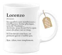 quotedazur - Mug Définition Prénom Lorenzo Dieu Tout Simplement - Cadeau Humour Prénom - Idée Cadeau Famille Saint Valentin - Tasse Prénom Lorenzo