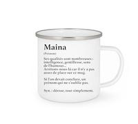 quotedazur - Mug Définition Prénom Maina Déesse Tout Simplement - Cadeau Humour Noël Prénom Tasse Maina Blanc/Émaillé
