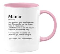 quotedazur - Mug Définition Prénom Manar Dieu Tout Simplement - Cadeau Humour Prénom - Idée Cadeau Famille Saint Valentin - Tasse Prénom Manar