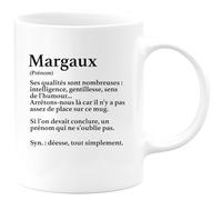 quotedazur - Mug Définition Prénom Margaux Déesse Tout Simplement - Cadeau Humour Prénom - Idée Cadeau Famille Saint Valentin - Tasse Prénom Margaux - Idéal Pour Noël Au Bureau