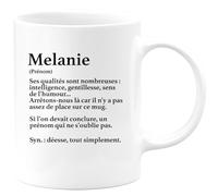 quotedazur - Mug Définition Prénom Melanie Déesse Tout Simplement - Cadeau Humour Prénom - Idée Cadeau Famille Saint Valentin - Tasse Prénom Melanie - Idéal Pour Noël Au Bureau