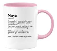 quotedazur - Mug Définition Prénom Naya Déesse Tout Simplement - Cadeau Humour Prénom - Idée Cadeau Famille Saint Valentin - Tasse Prénom Naya - Idéal Pour Noël Au Bureau