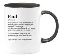 quotedazur - Mug Définition Prénom Paul Dieu Tout Simplement - Cadeau Humour Prénom - Idée Cadeau Famille Saint Valentin - Tasse Prénom Paul