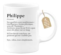 quotedazur - Mug Définition Prénom Philippe Dieu Tout Simplement - Cadeau Humour Prénom - Idée Cadeau Famille Saint Valentin - Tasse Prénom Philippe