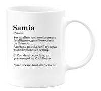 quotedazur - Mug Définition Prénom Samia Déesse Tout Simplement - Cadeau Humour Prénom - Idée Cadeau Famille Saint Valentin - Tasse Prénom Samia - Idéal Pour Noël Au Bureau