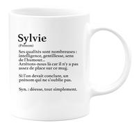 quotedazur - Mug Définition Prénom Sylvie Déesse Tout Simplement - Cadeau Humour Prénom - Idée Cadeau Famille Saint Valentin - Tasse Prénom Sylvie - Idéal Pour Noël Au Bureau