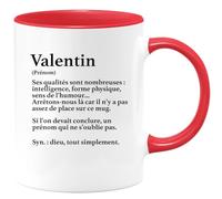quotedazur - Mug Définition Prénom Valentin Dieu Tout Simplement - Cadeau Humour Prénom - Idée Cadeau Famille Saint Valentin - Tasse Prénom Valentin