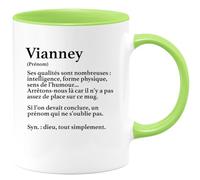 quotedazur - Mug Définition Prénom Vianney Dieu Tout Simplement - Cadeau Humour Prénom - Idée Cadeau Famille Saint Valentin - Tasse Prénom Vianney