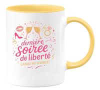 quotedazur - Mug dernière soirée de liberté (jusqu'au divorce) - Tasse Cadeau Evjf Femme - Jaune/Céramique