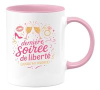 quotedazur - Mug dernière soirée de liberté (jusqu'au divorce) - Tasse Cadeau Evjf Femme - Rose/Céramique