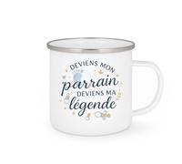 quotedazur - Mug Deviens mon parrain deviens ma légende - Tasse Cadeau Baptême Demande Futur Parrain Homme - Blanc/Emaillé