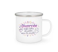 quotedazur - Mug Divorcée : enfin libre de péter sous la couette - Tasse Cadeau Humour Femme - Blanc/Emaillé