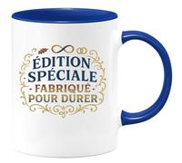 quotedazur - Mug Édition spéciale : fabriqué pour durer - Tasse Cadeau Anniversaire Femme - Bleu/Céramique