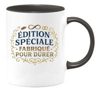 quotedazur - Mug Édition spéciale : fabriqué pour durer - Tasse Cadeau Anniversaire Femme - Noir/Céramique