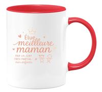 quotedazur - Mug Élue meilleure maman par un jury très partial : mes enfants - Tasse Cadeau Maman Femme - Rouge/Céramique