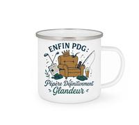 quotedazur - Mug Enfin PDG : Pépère Définitivement Glandeur - Tasse Cadeau Retraite Homme - Blanc/Emaillé