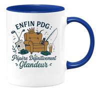 quotedazur - Mug Enfin PDG : Pépère Définitivement Glandeur - Tasse Cadeau Retraite Homme - Bleu/Céramique