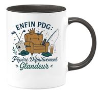quotedazur - Mug Enfin PDG : Pépère Définitivement Glandeur - Tasse Cadeau Retraite Homme - Noir/Céramique
