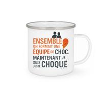 quotedazur - Mug Ensemble on formait une équipe de choc. Maintenant je suis juste choqué - Tasse Cadeau Collègue Femme - Blanc/Emaillé